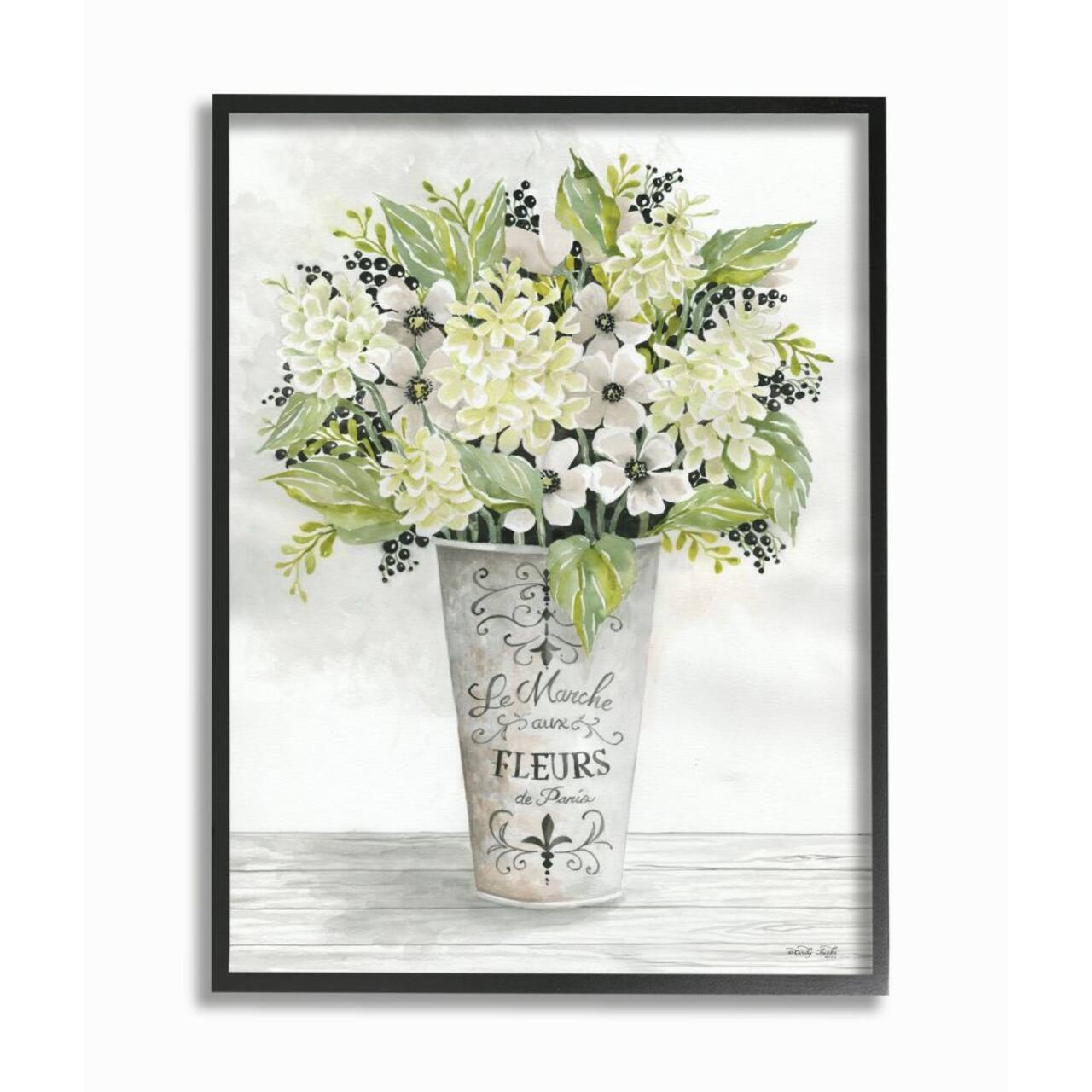 Stupell Industries Parisian Charm Bouquet Black Framed Wall Art